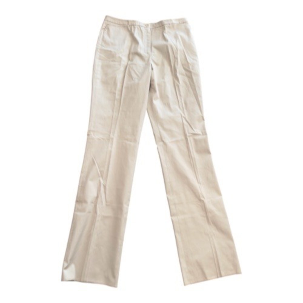 Faconnable Light Beige Straight Leg Cotton Blend Trousers Pantalon Size 10 NEW